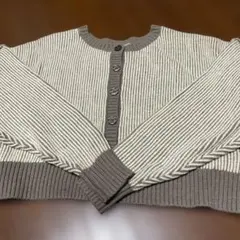 ストライプリブ編みカーディガン