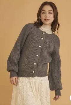 Edit Sheen パールボタンカーディガン 長袖