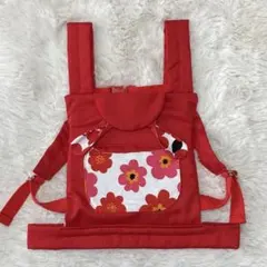 【Chiriko様専用】マリメッコ風花柄×赤 うさ耳 抱っこひも ドールキャリア