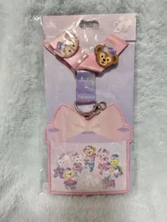 香港ディズニーランド 20周年 ネックストラップ カードケース ピンバッジ付き