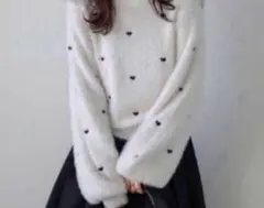 ハート柄フワフワシャギーニットプルオーバー❤︎゛〜おまけつき〜