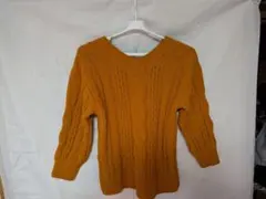 AZUL by moussyオレンジ色 ケーブル編み ニットセーター(厚手)