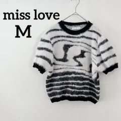 SALE⭐️miss love 【M】 半袖ストライプニット デザインニット 秋服