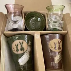 上海手作りグラス　美濃焼ビアグラス　小鉢　セット