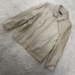 シティエレガンス【M相当】ラムレザージャケット 本革 ジップアップ アイボリー