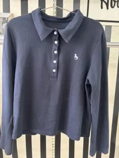 SHEIN ネイビー 長袖ポロシャツ Lサイズ