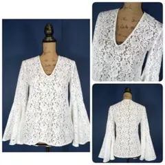 ザラウーマン◎フレアスリーブ 総柄ブラウス 長袖 オーバーシャツ 花柄 総刺繍