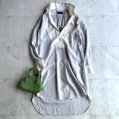 【タグ付き未使用】SINME シンメ リネン混ロングワンピース シャツワンピ M IENA - シンメSINME Tシャツワンピースハピプラストア別注