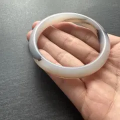 メノウ バングル ブレスレット グレー ホワイト 約57.8mm アゲート 瑪瑙のサムネイル