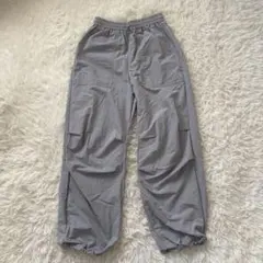GU グレー カーゴパンツ ウエストゴム