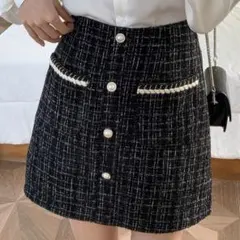 【処分価格】ツイードミニスカート 韓国 綺麗め ワンホン タイト