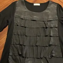 ボン・サンス　7段フリル　ブラックカットソー　サイズ38