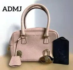 ADMJ ハンドバッグ ミニボストン レザー サーモンピンク 日本製のサムネイル