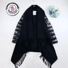 極美品 モンクレール 17AW マンテラ 羊毛切替 フリンジジャケット ブラックのサムネイル