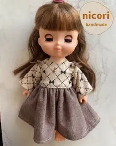 ソランちゃん メルちゃん 服 切り替えワンピース コーデュロイリボン柄