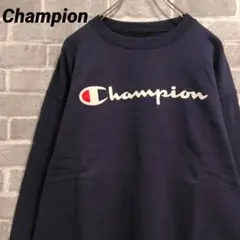 【Champion】ロゴスウェットプルオーバー ネイビー US古着①