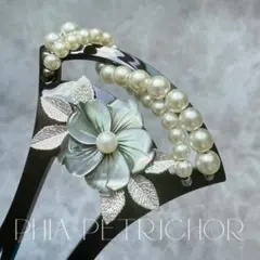 髪飾り 桜 かんざし バチ型 螺鈿 真珠母貝 パール W25102簪