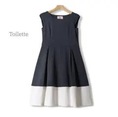 トワレ／バイカラー リリーベルワンピース ネイビーホワイトフリル きれいめ