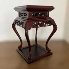 【ミニ高卓　紫檀】透かし彫り　香炉台　唐木花台　盆栽花台　盆栽卓　飾卓