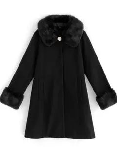 【新品】パールブローチ付き ファーフレアコート