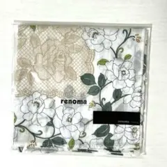 新品未使用 レノマ レディース ハンカチ 花柄 ホワイト