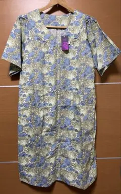 新品タグ付き　ワンピース・ルームウエア　リバティ　荻原　綿100% ブルー