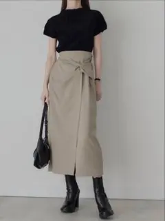 amel ノットデザインラップスカート（ベージュ）のサムネイル