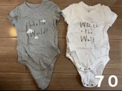 babyGAP ベビー ロンパース 半袖 ボディスーツ2枚グレー ホワイト　70のサムネイル