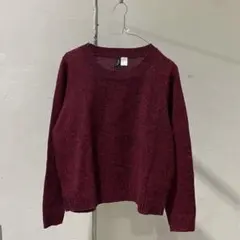 ミックスカラー　ニット　セーター　赤　レッド　紺　ネイビー