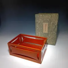 イ933 煙草盆『加州 清水晃樹』『鵬雲斎好松皮菱莨盆 共箱』茶道具