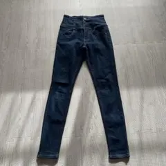 ハイウエストスキニーデニム ダークブルー　ヘザー　S