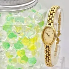 【美品/新品電池】 SEIKO レディース 腕時計 ドレス オーバル ゴールド