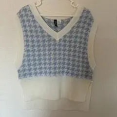 H&M 水色 Vネック ノースリーブ XS