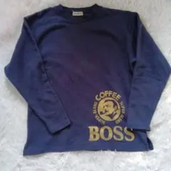 【古着】BOSS COFFEE ボス トレーナー ネイビー Fサイズ （志）