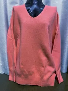 INDIVI オレンジ Vネック ニットセーター 長袖