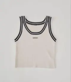 【Chico】 ライン入りロゴタンク アイボリー