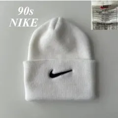 90s Old NIKEナイキ ビーニー ニット帽 ホワイトONE SIZEのサムネイル