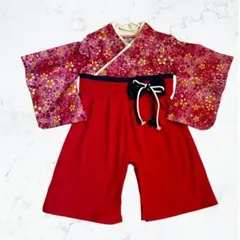 ベビー袴ロンパース　70㎝　ひな祭り　赤　初節句　お食い初め　女の子