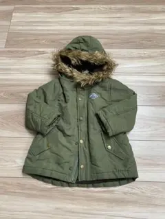 ファー＆ボア付きコート　カーキ色　100size