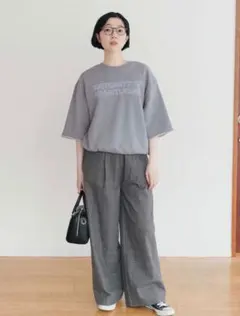 THREE FIFTY STANDARD アメリカンカレッジミニ毛ロゴトップス