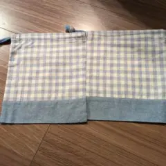 ハンドメイド給食小袋コップ袋チェック柄2点セット