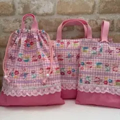 【匿名配送】入園入学3点セット　手提げ袋　靴袋　体操服袋　飲み物柄　入園入学進級