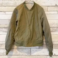 MA1 リバーシブル ブルゾン クルーネック 長袖 生成 緑 ナイロン ゆったり
