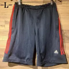 adidas アディダス　ハーフパンツ　練習着/遠征/紺/赤　サイズL　穴あき有