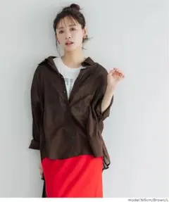 coca ガーゼシャツ　ブラウン　Mサイズ