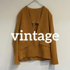 00's vintage ノーカラージャケット イエロー Lサイズ 古着のサムネイル