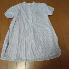 新品　DANTON　ダントン　コットンリネン半袖ストライプチュニックシャツ　36のサムネイル
