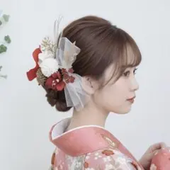 No.34 卒業式 和装 ウエディング 髪飾り 赤