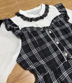 チェック柄長袖ワンピース　ロリータ　ゴスロリ　甘ロリ　クラロリ　コスプレ　レース