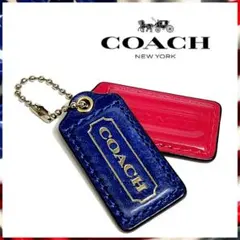 希少　コーチ　バッグタグ　ブルー&ピンク　2個セット　レザータグ